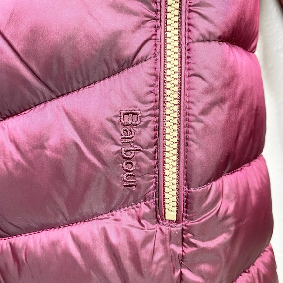 BARBOUR Ailith Berry Pink Gold Quilt Vegan Sustainable Puffer Jacket Size 4 - Picture 5 of 13